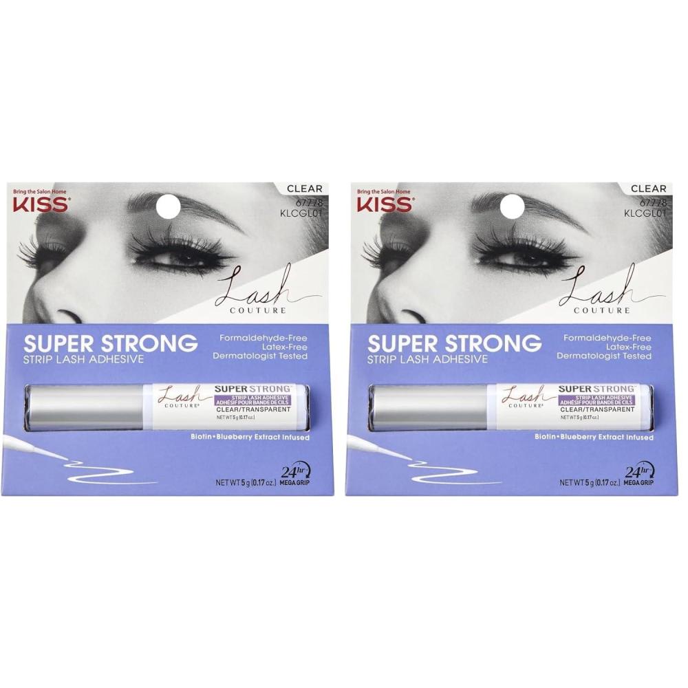 imageKISS Lash Couture LashGlue Super Strong Strip Adhesive Black Includes Lash Adhesive Long Lasting Wear Can Be Used with Strip Lashes and Clusters Pack of 2Clear
