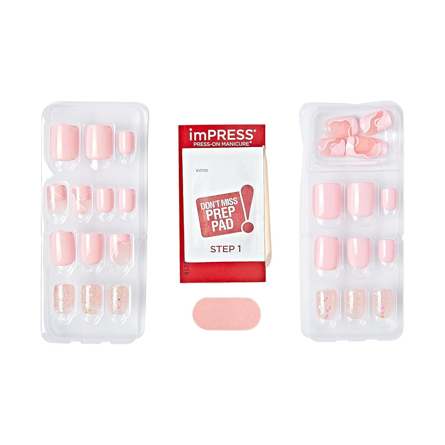 imageKISS imPRESS No Glue Mani Press On Nails Design This Feeling Light Pink Petite Size Squoval Shape Includes 30 Nails Prep Pad Instructions Sheet 1 Manicure Stick 1 Mini FileThis Feeling