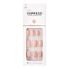 KISS imPRESS No Glue Mani Press On Nails, Design, ‘This Feeling’, Light Pink, Petite Size, Squoval Shape, Includes 30 Nails, Prep Pad, Instructions Sheet, 1 Manicure Stick, 1 Mini File(Pink Crystals)
