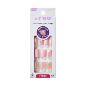 KISS imPRESS No Glue Mani Press On Nails, Design, ‘This Feeling’, Light Pink, Petite Size, Squoval Shape, Includes 30 Nails, Prep Pad, Instructions Sheet, 1 Manicure Stick, 1 Mini File(This Feeling)