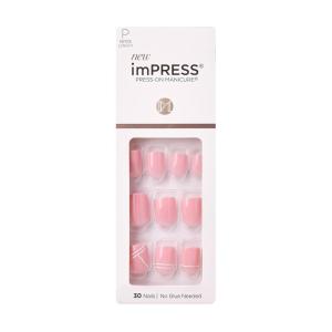 KISS imPRESS No Glue Mani Press On Nails, Design, ‘This Feeling’, Light Pink, Petite Size, Squoval Shape, Includes 30 Nails, Prep Pad, Instructions Sheet, 1 Manicure Stick, 1 Mini File(Timeless Day)