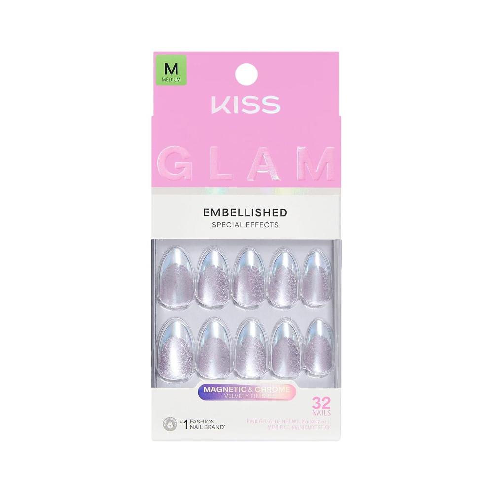 imageKISS GLAM Press On Nails Nail glue included Fairy Tale Pink Medium Size Almond Shape Includes 32 Nails 2g Glue 1 Manicure Stick 1 Mini File
