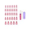 KISS GLAM, Press On Nails, Nail glue included, ‘Pink Sugar’, Pink, Long Size, Coffin Shape, Includes 32 Nails, 2g Glue, 1 Manicure Stick, 1 Mini File