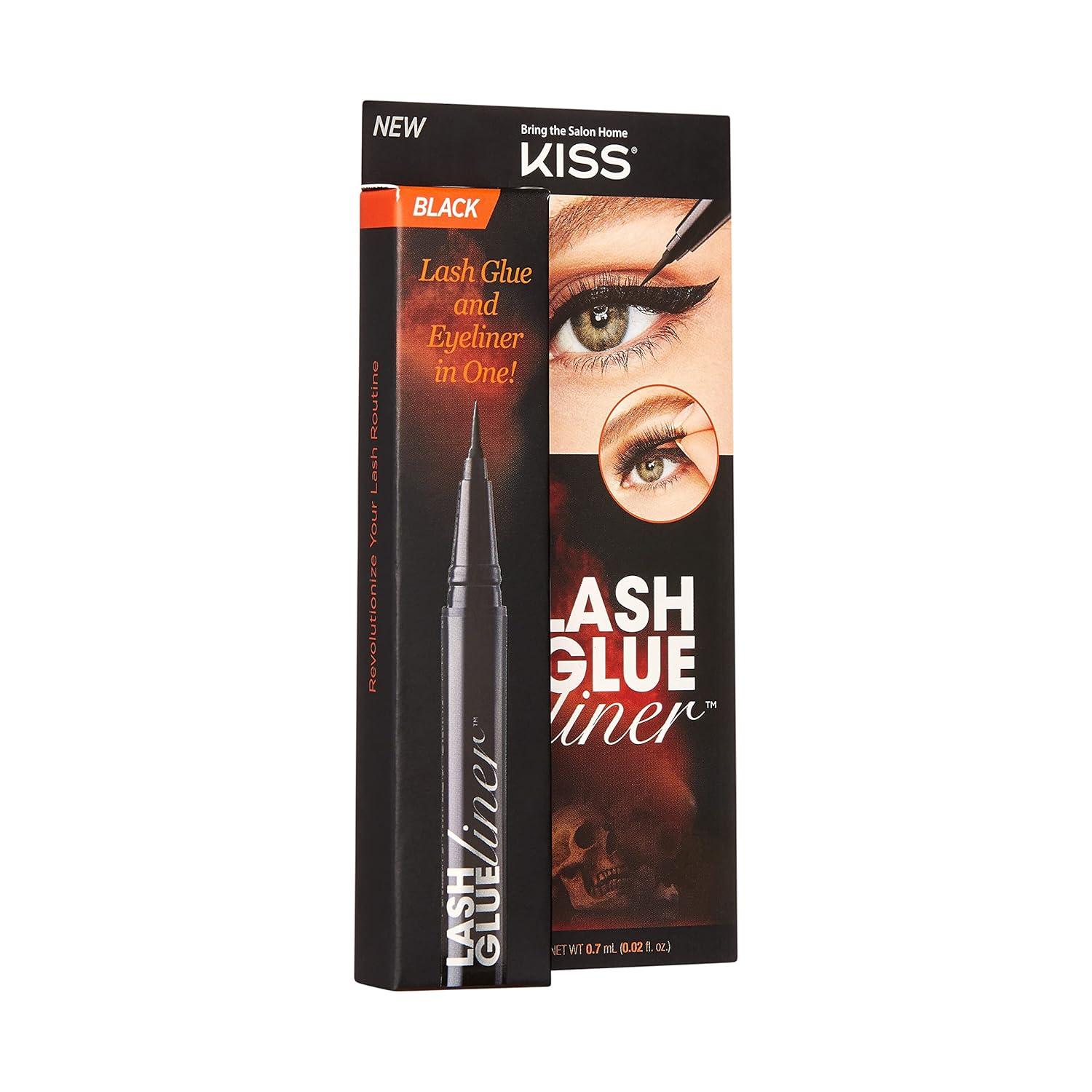 imageKISS Lash GLUEliner 2in1 FeltTip Eyeliner and Lash Adhesive Long Lasting Wear Can Be Used With Strip Lashes and Lash Clusters Net Wt 07 mL 002 fl oz Black