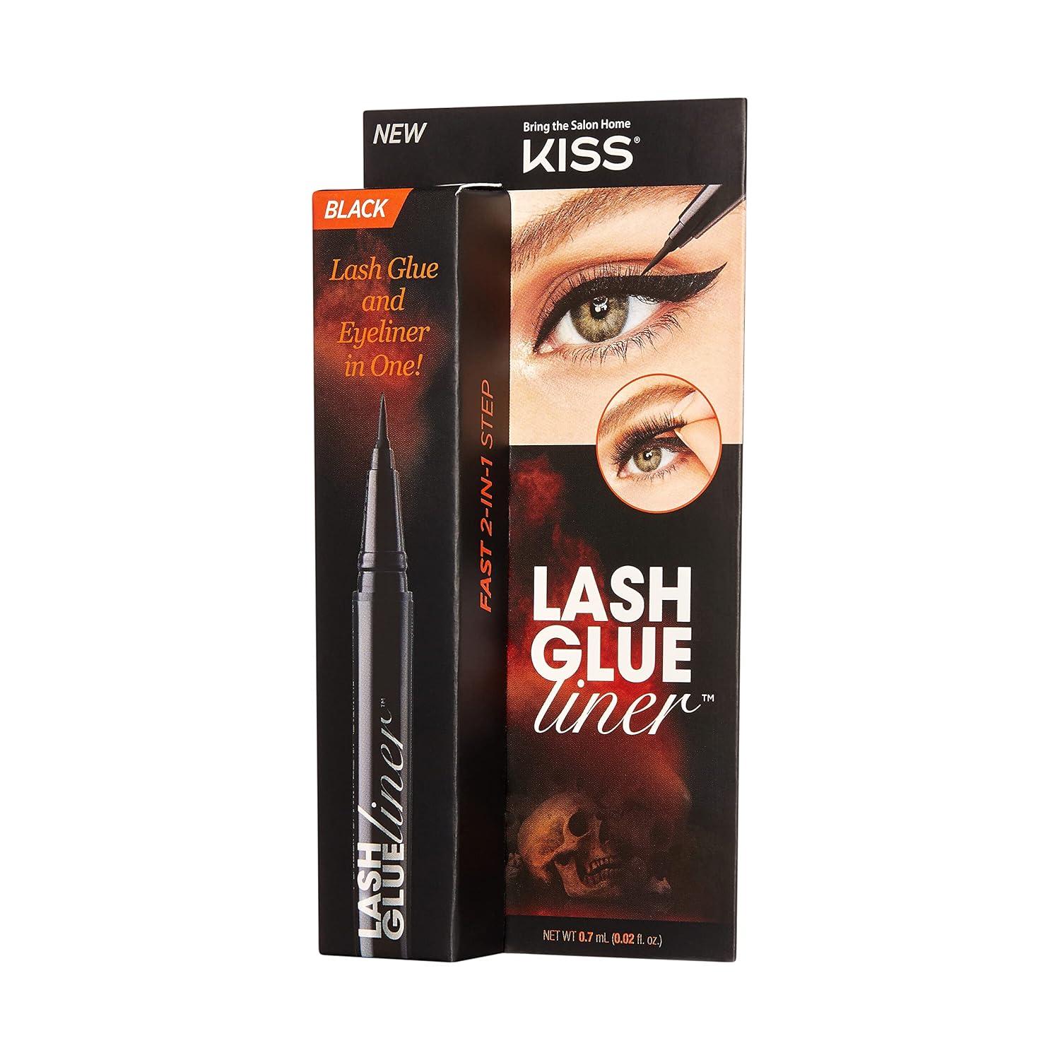 imageKISS Lash GLUEliner 2in1 FeltTip Eyeliner and Lash Adhesive Long Lasting Wear Can Be Used With Strip Lashes and Lash Clusters Net Wt 07 mL 002 fl oz Black