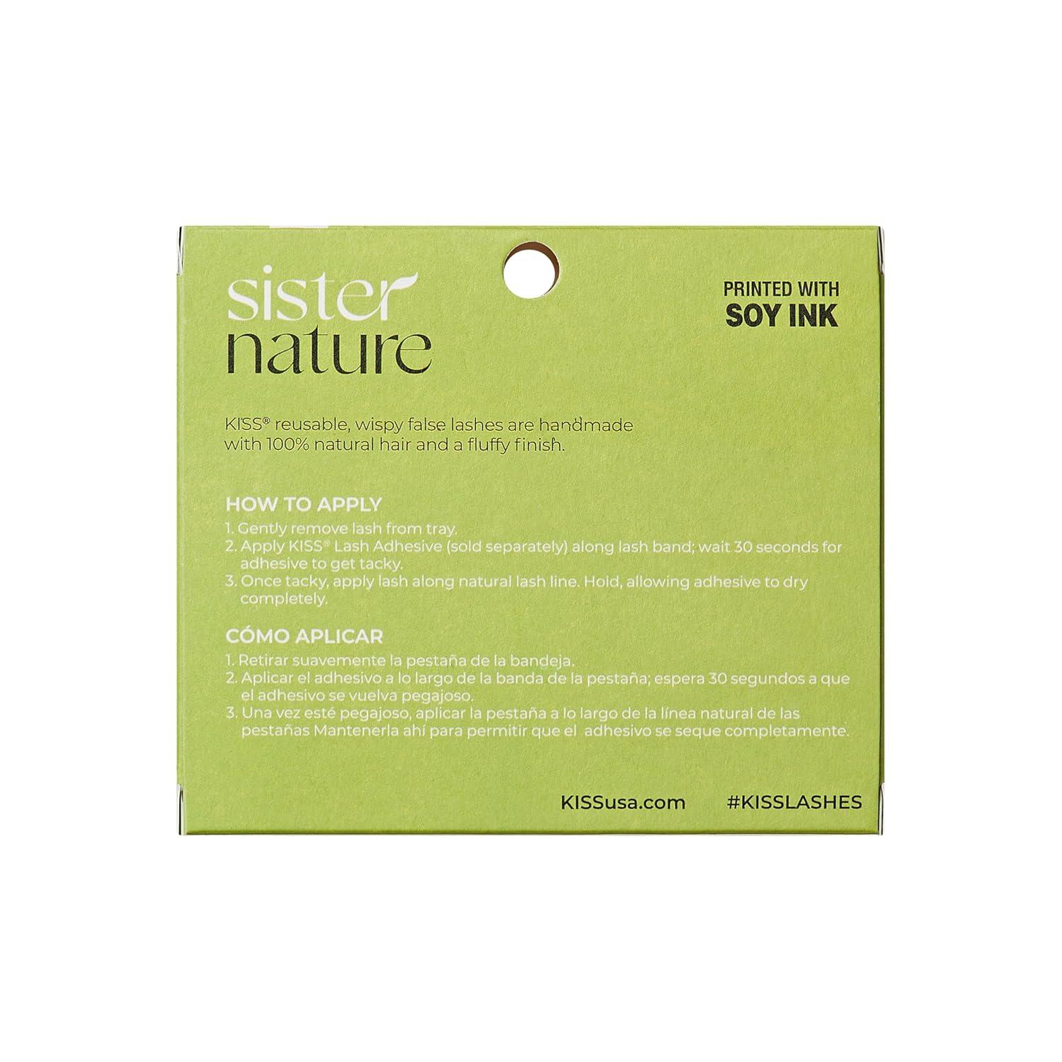 imageKISS Sister Nature False Eyelashes Sage 12 mm Biodegradable amp Recyclable Easy to Apply Reusable Strip Lashes 100 Natural Hair Soft amp Wispy Finish Includes 1 Pair Fake Eyelashes Pack of 21 pair Pack of 2