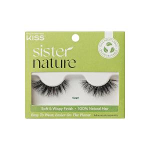 KISS Sister Nature False Eyelashes, ‘Sage’, 12 mm, Biodegradable & Recyclable, Easy to Apply, Reusable Strip Lashes, 100% Natural Hair, Soft & Wispy Finish, Includes 1 Pair Fake Eyelashes (Pack of 2)(1 pair (Pack of 1))