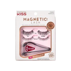 KISS Magnetic Lash 02, Synthetic False Eyelashes with Magnets Under and Over Your Upper Lashes, No Glue Needed, Lightweight, Reusable, Contact Lens Friendly, Cruelty Free, with Lash Applicator, 1 Pair(Lash 02)