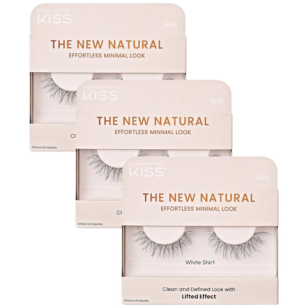 image:imageKISS The New Natural Effortless Minimal Look False Eyelashes 12mm Full Strip Lash Single Pack NNS01 1 Pair Pack of 34 pair Pack of 3