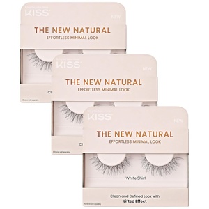 KISS The New Natural Effortless Minimal Look False Eyelashes 12mm, Full Strip Lash Single Pack, NNS01, 1 Pair (Pack of 3)(4 pair (Pack of 3))