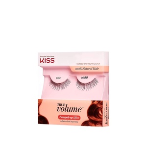KISS True Volume Multi-Layered False Eyelashes with Tapered End Technology, 100% Natural Hair, Cruelty Free, Reusable, Contact Lens Friendly, “Chic”, 1 Pair