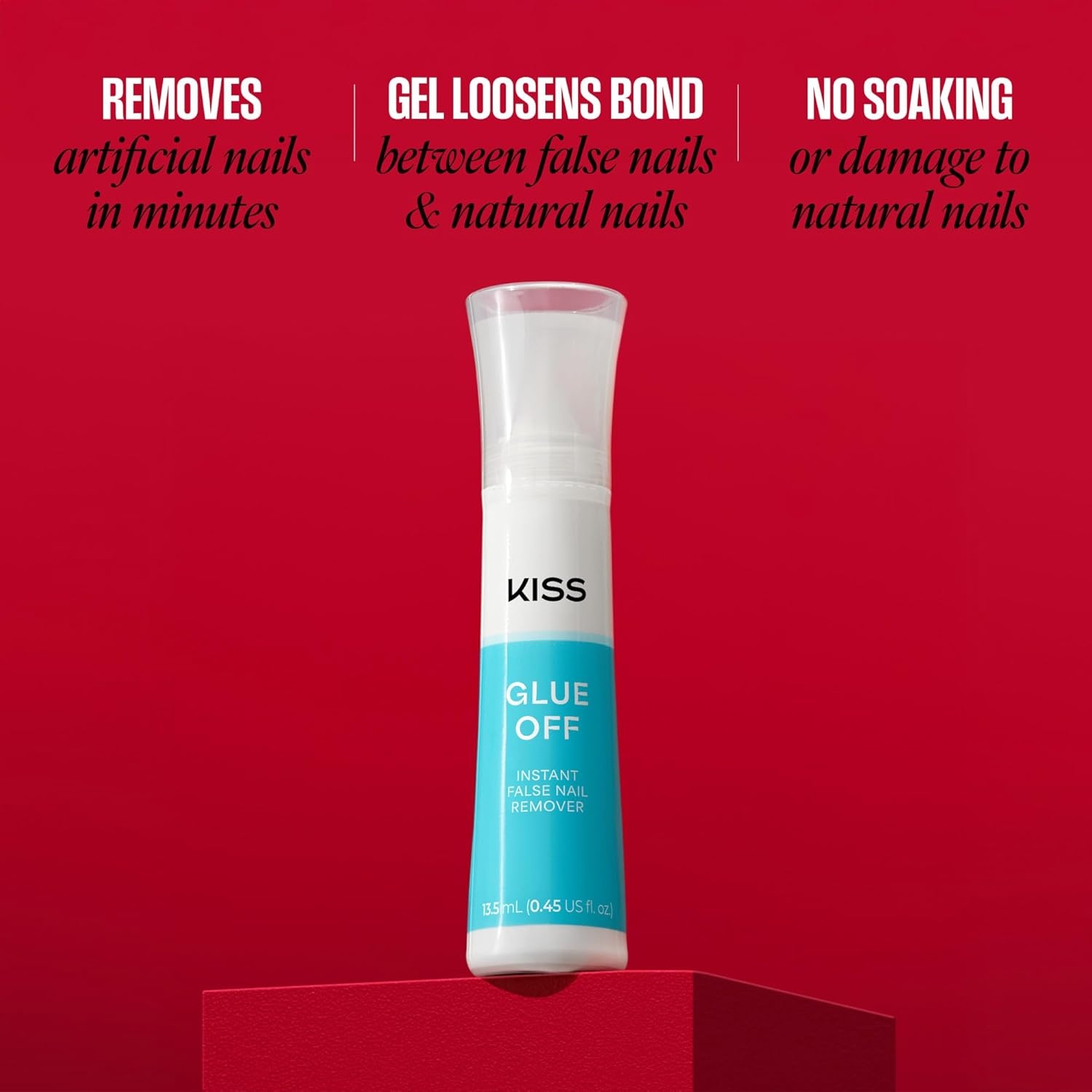 image:imageKiss Glue OFF Instant Press On Nails amp Nail Glue Remover with Chisel Tip No Damage To Natural Nails Castor Oil and Pro Vitamin B 135 mL 045 fl oz