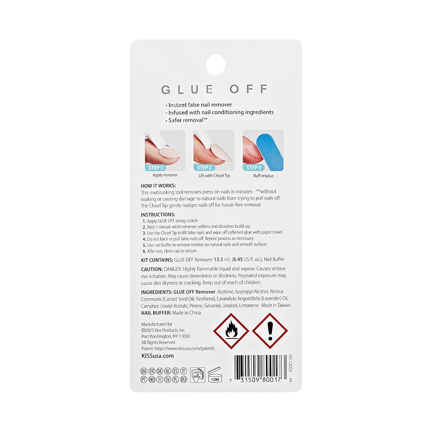 image:imageKiss Glue OFF Instant Press On Nails amp Nail Glue Remover with Chisel Tip No Damage To Natural Nails Castor Oil and Pro Vitamin B 135 mL 045 fl oz