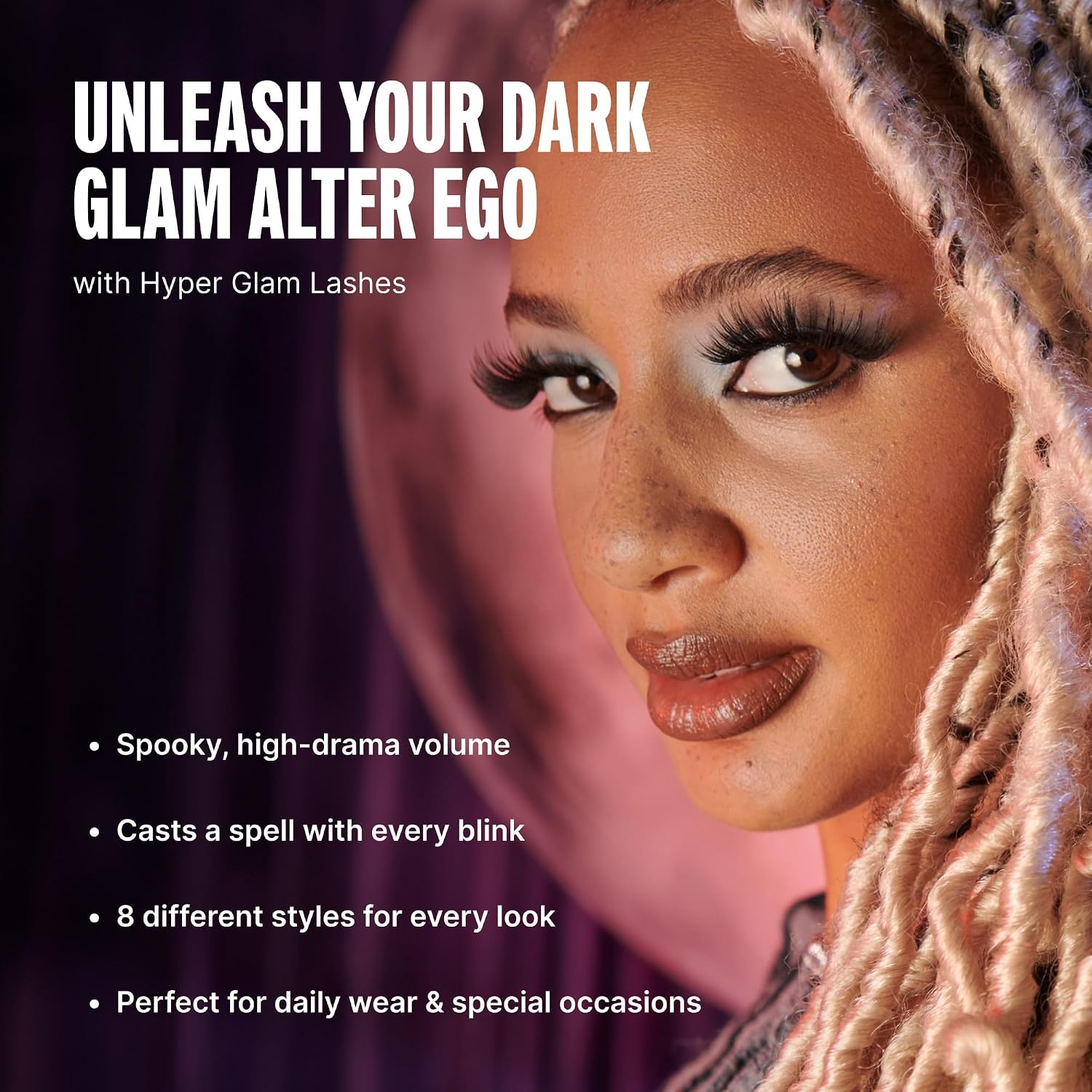 image:imageKiss Hyper Glam False Eyelashes Matte Satin 16mm Includes 1 Pair of Strip Lashes Easy to Apply Reusable Lash Clusters