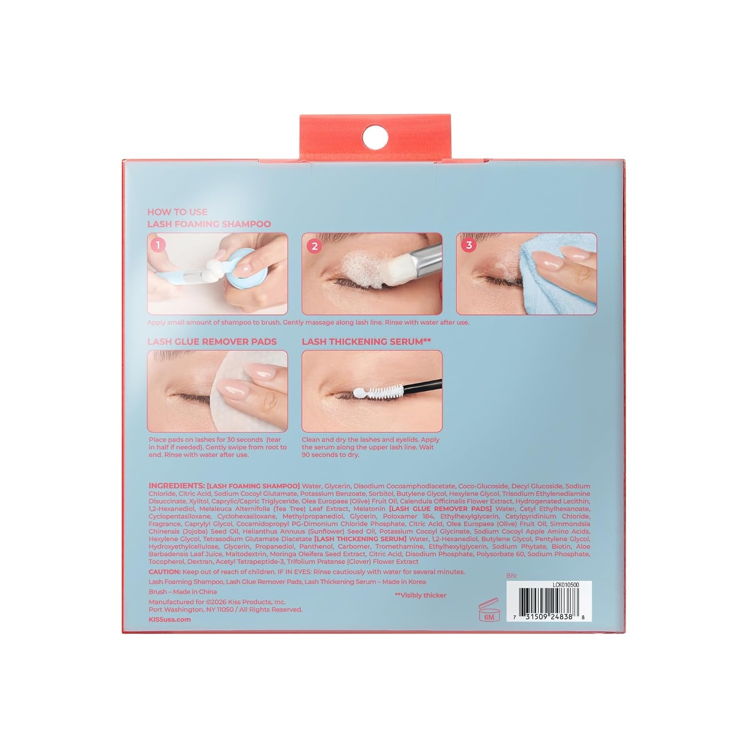 image:imageKiss Lash Care Kit Lash Foaming Shampoo Lash Thickening Serum Lash Glue Remover Pads