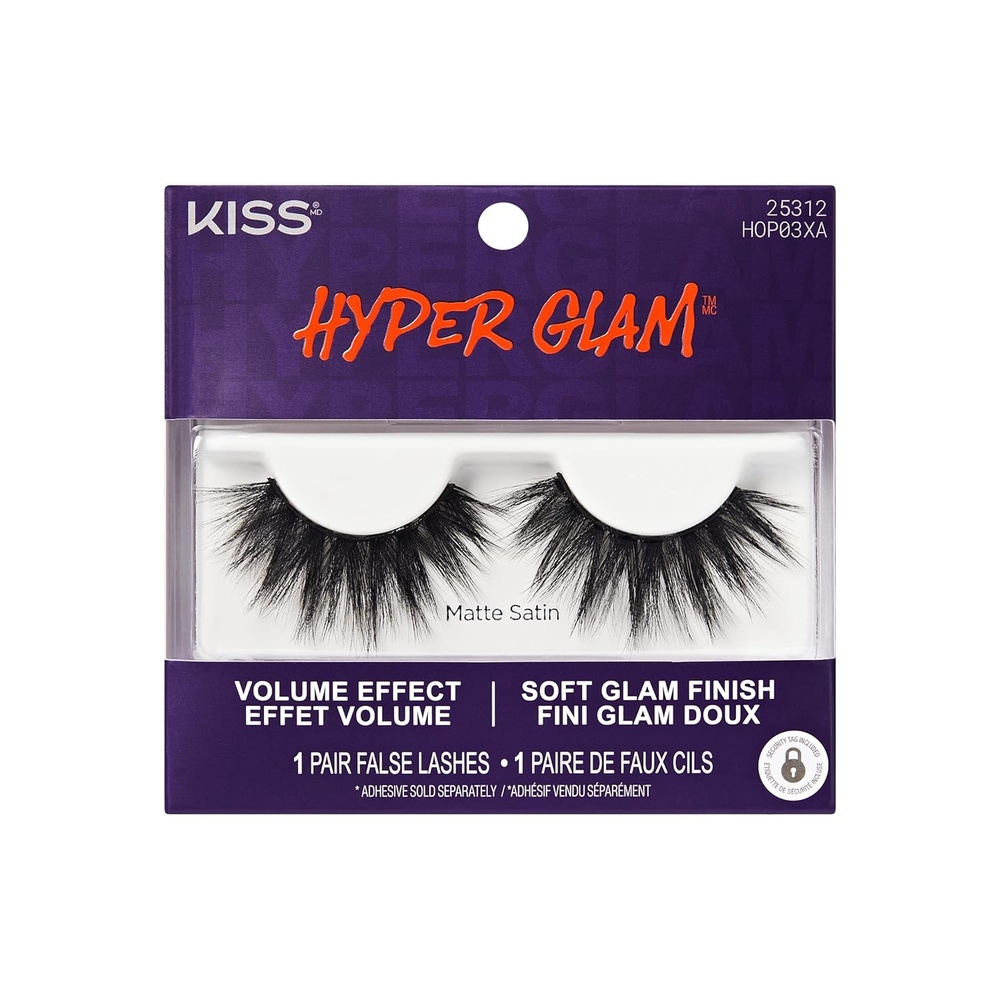 image:imageKiss Hyper Glam False Eyelashes Matte Satin 16mm Includes 1 Pair of Strip Lashes Easy to Apply Reusable Lash Clusters