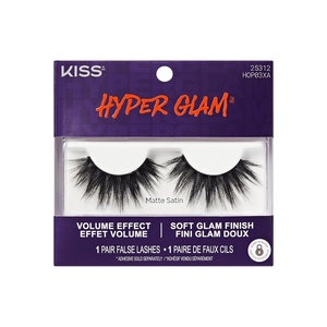 Kiss Hyper Glam, False Eyelashes, ‘Matte Satin’, 16mm, Includes 1 Pair of Strip Lashes, Easy to Apply, Reusable Lash Clusters