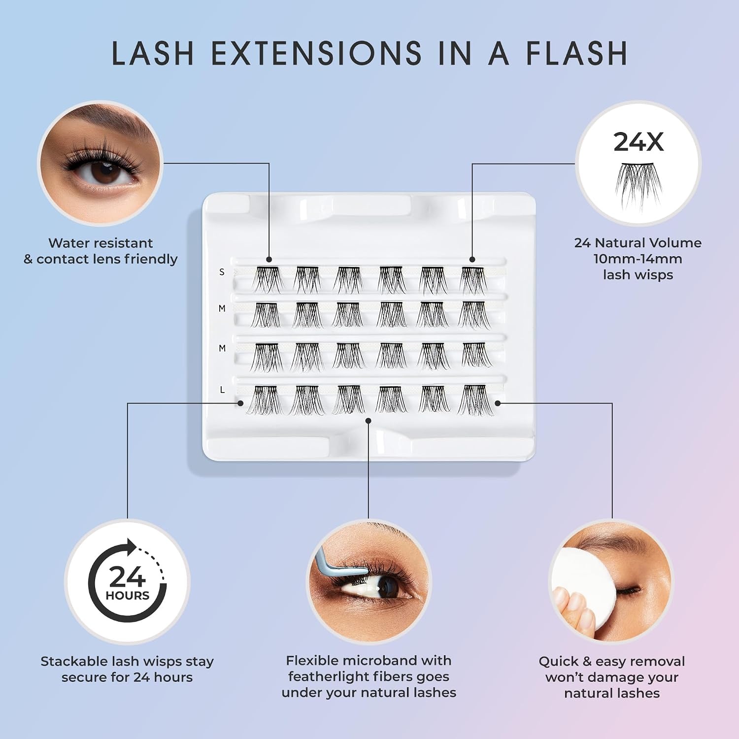 image:imageKISS Falscara DIY Eyelash Extension Lengthening Wisps Featherlight Synthetic Reusable Artificial Eyelashes Multipack of 24 Mini Lash Clusters for that Authentic Eyelash Extension Look