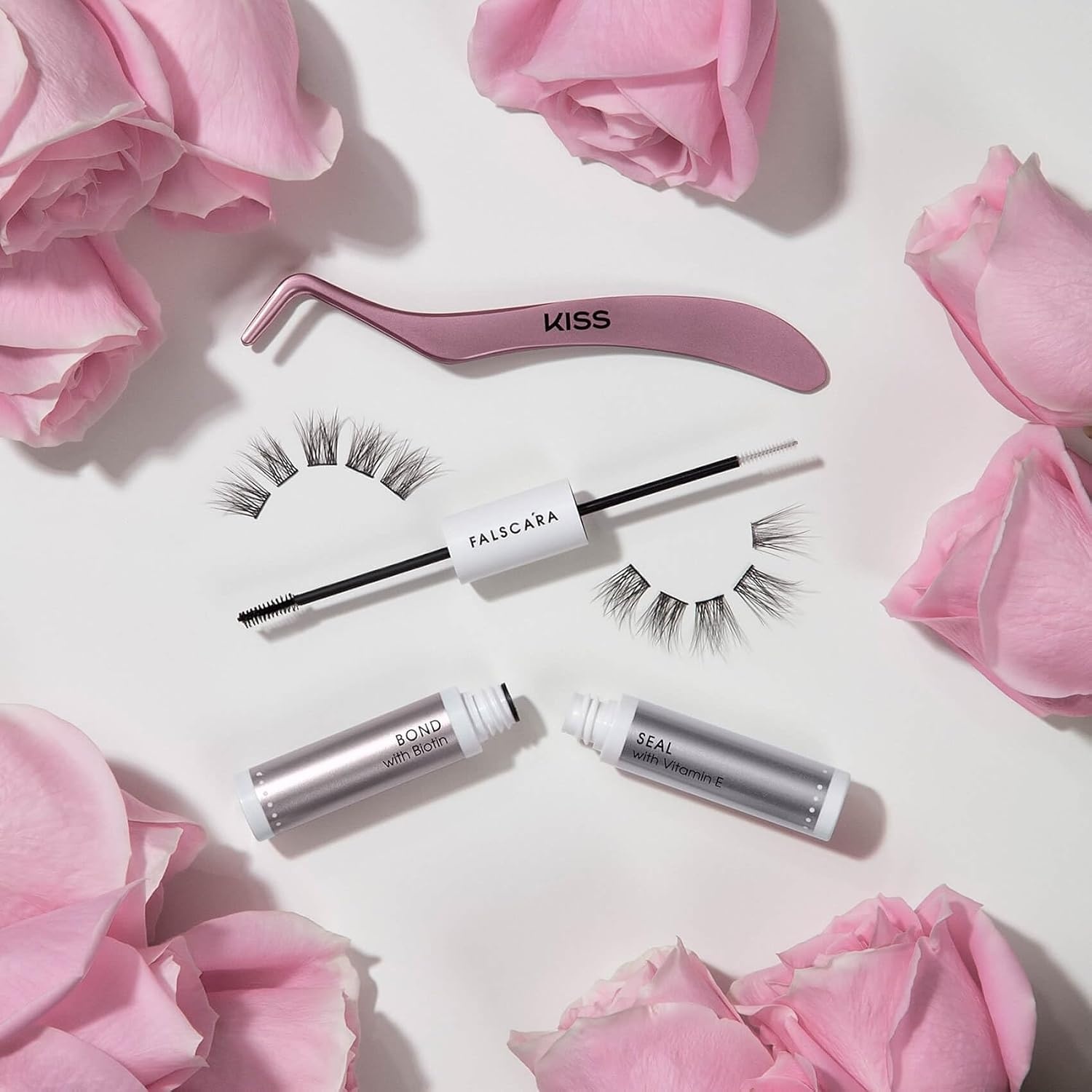 image:imageKISS Falscara DIY Lash Extension Starter Kit 10 Reusable Featherlight Eyelash Lengthening Wisps Applicator Bond amp Seal