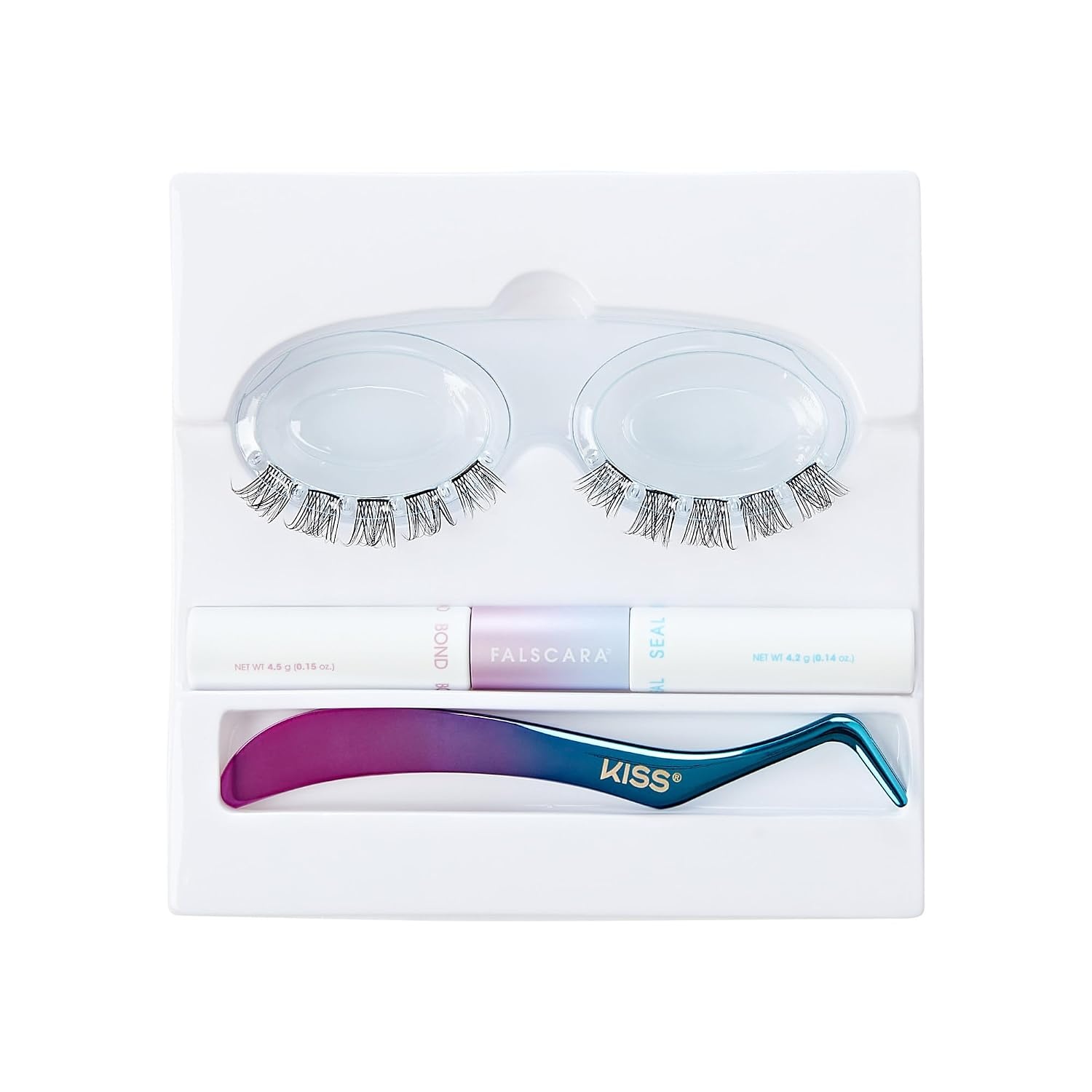 image:imageKISS Falscara DIY Lash Extension Starter Kit 10 Reusable Featherlight Eyelash Lengthening Wisps Applicator Bond amp Seal