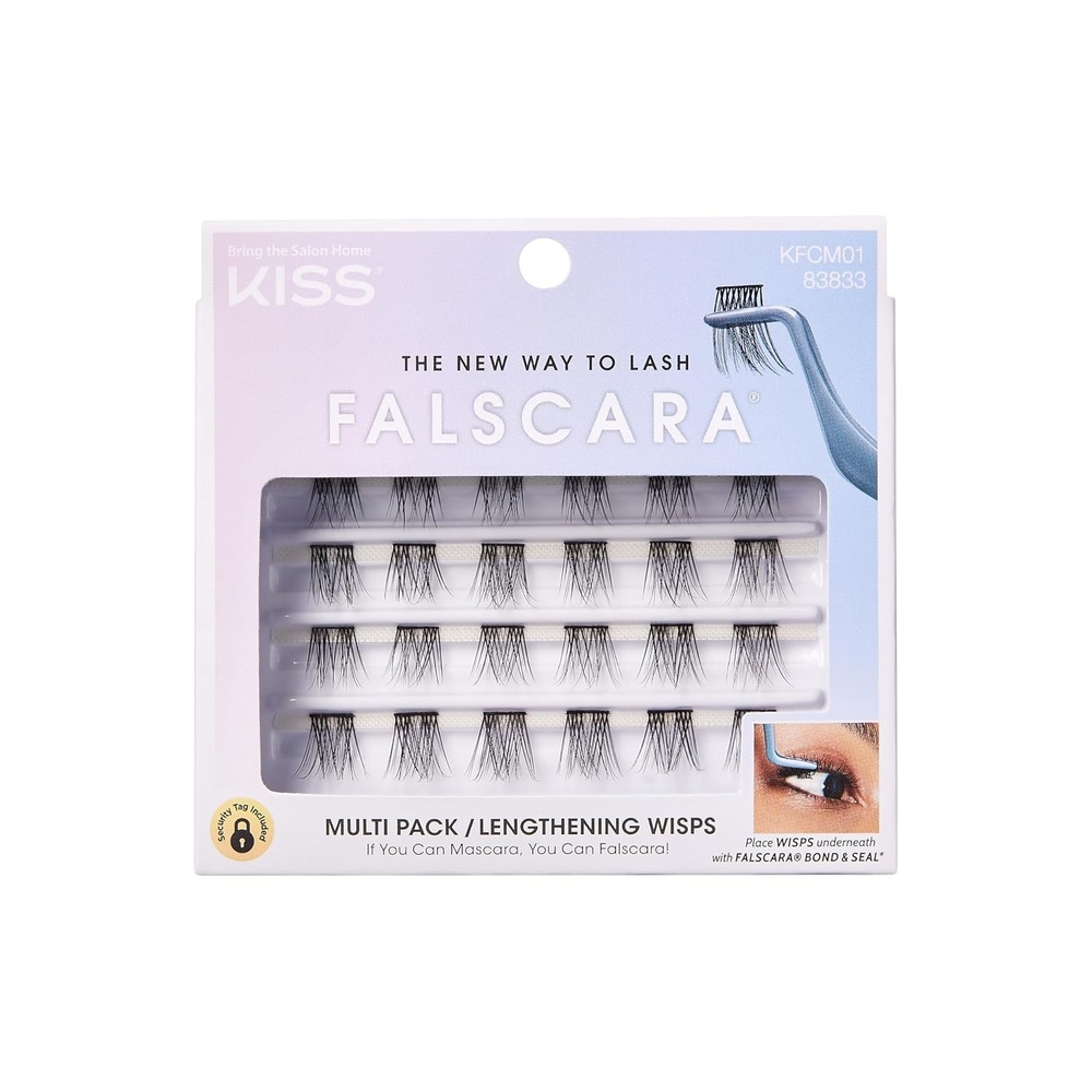 image:imageKISS Falscara DIY Eyelash Extension Lengthening Wisps Featherlight Synthetic Reusable Artificial Eyelashes Multipack of 24 Mini Lash Clusters for that Authentic Eyelash Extension Look