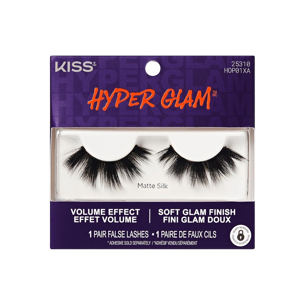 image:imageKiss Hyper Glam False Eyelashes Matte Silk 14mm Includes 1 Pair of Strip Lashes Easy to Apply Reusable Lash Clusters
