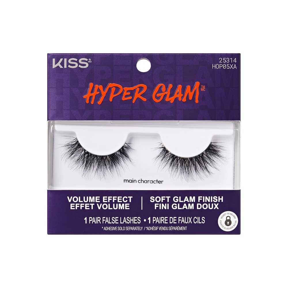 image:imageKiss Hyper Glam False Eyelashes main character 12mm Includes 1 Pair of Strip Lashes Easy to Apply Reusable Lash Clusters