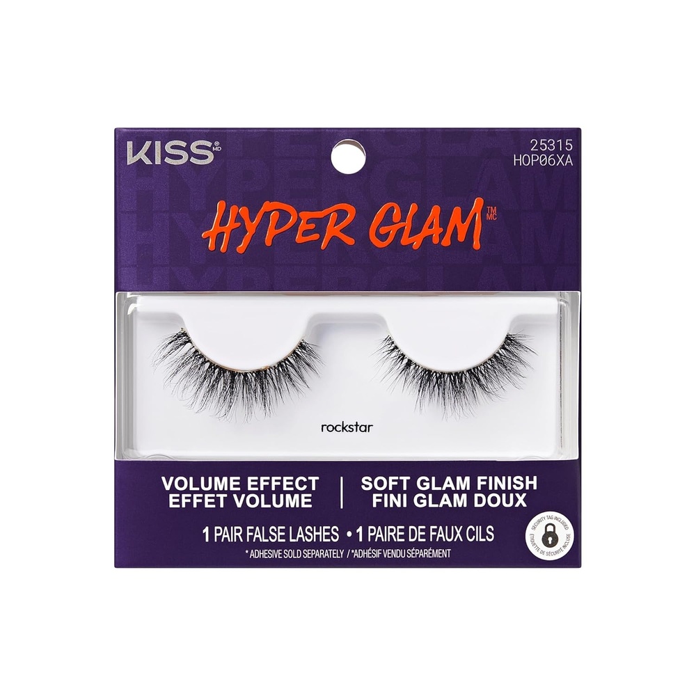 image:imageKiss Hyper Glam False Eyelashes rockstar 12mm Includes 1 Pair of Strip Lashes Easy to Apply Reusable Lash Clusters