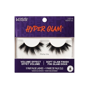 Kiss Hyper Glam, False Eyelashes, ‘Matte Silk’, 14mm, Includes 1 Pair of Strip Lashes, Easy to Apply, Reusable Lash Clusters