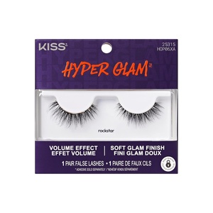 Kiss Hyper Glam, False Eyelashes, ‘rockstar’, 12mm, Includes 1 Pair of Strip Lashes, Easy to Apply, Reusable Lash Clusters