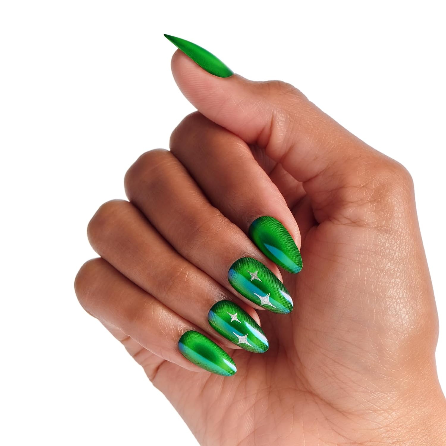 image:imageWICKED X KISS Press On Nails Almond Im Not Afraid Green Medium Waterproof Chip Proof Smudge Proof 28 Fake Nails Pink Gel Nail Glue 2g Mini Nail File amp Manicure StickIm Not Afraid