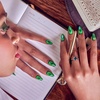 WICKED X KISS Press On Nails Almond, ‘I’m Not Afraid’, Green, Medium, Waterproof, Chip Proof, Smudge Proof, 28 Fake Nails, Pink Gel Nail Glue (2g), Mini Nail File, & Manicure Stick(I’m Not Afraid)