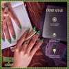 WICKED X KISS Press On Nails Almond, ‘I’m Not Afraid’, Green, Medium, Waterproof, Chip Proof, Smudge Proof, 28 Fake Nails, Pink Gel Nail Glue (2g), Mini Nail File, & Manicure Stick(I’m Not Afraid)