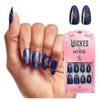 WICKED X KISS Press On Nails Almond, ‘I’m Not Afraid’, Green, Medium, Waterproof, Chip Proof, Smudge Proof, 28 Fake Nails, Pink Gel Nail Glue (2g), Mini Nail File, & Manicure Stick(Shiz Chemistry Club)